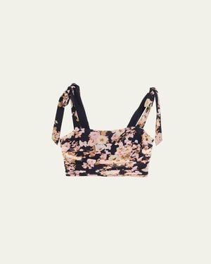 Cara Cara Daria Printed Silk Crop Top - Natural