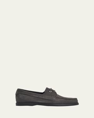Brioni City Deck Nubuck Leather Loafers - White