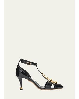 Chloé 70Mm Cleia Studded Patent Leather Pumps - Natural