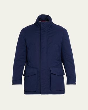 Brunello Cucinelli Water-Resistant Flap-Pocket Field Jacket - Blue