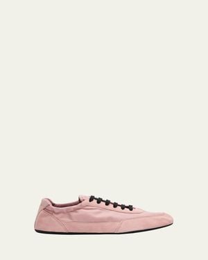 Prada Collapse Low-Top Suede Sneakers - Pink