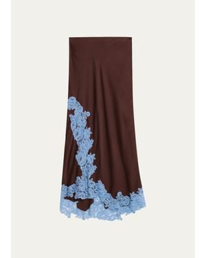 A.L.C. Olivia Crepe And Lace Midi Skirt - Brown