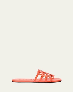 Loewe X Paula's Ibiza Petal Leather Anagram Slide Sandals - Pink
