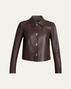 Ferragamo Nubuck Leather Gancini Single-Breasted Jacket - Brown