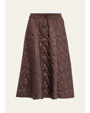 Brunello Cucinelli Quilted Volume A-Line Midi Skirt - Brown