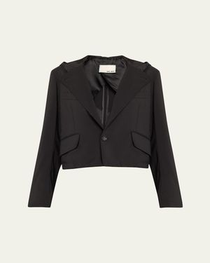 WE-AR4 The Cropped Hooded Blazer - Black