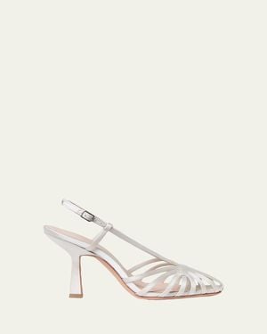 Loeffler Randall 70Mm Alexandra Lattice Satin Pumps - Natural