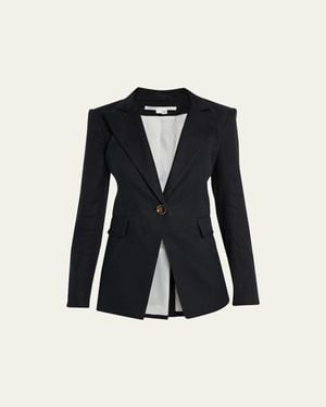 Veronica Beard Lamb Leather Moto Dickey - Black