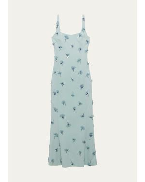 Jonathan Simkhai Briella 3D Floral Beaded Trumpet Gown - Blue