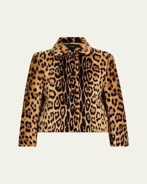 Nili Lotan Montmartre Leopard Shearling Cropped Jacket - Natural