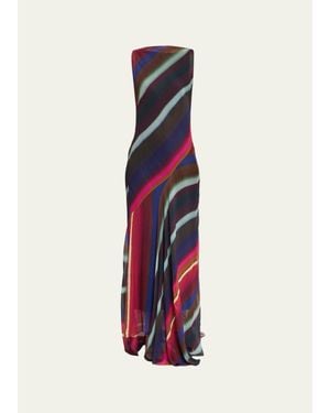 Christopher John Rogers Louie Striped Cowl Low Back Maxi Dress - White