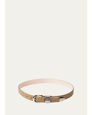 DEHANCHE Hollyhock Alligator-Embossed Leather Belt - White