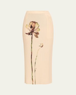 Issey Miyake Pressed Flora Pleats Pencil Skirt - Natural