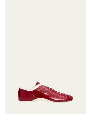 Dries Van Noten Leren Glossy Eel-Effect Leather Slim Sneakers - Pink