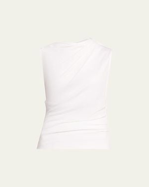 Vince Sleeveless Draped Pima Cotton Top - White