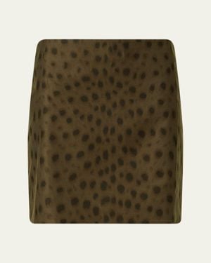 Akris Punto Leopard-Print Techno Gabardine Mini Skirt - Green