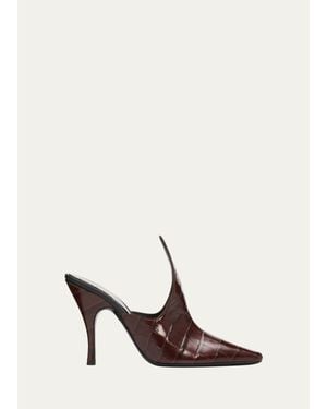 Alaïa 100Mm Court Croc-Embossed Leather Mules - Natural