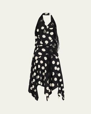 Junya Watanabe Polka Dot Halter Midi Dress - White