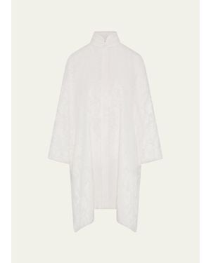 Eskandar Wide A-Line Double Stand Collar Shirt - White