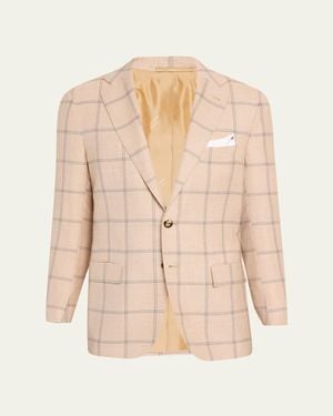 Kiton Apos;S Windowpane Cashmere Single-Breasted Sport Coat - Natural