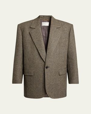 Saint Laurent Herringbone Wool Single-Breasted Jacket - Brown