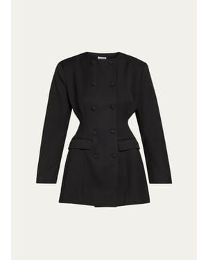 AEXAE Wool-Silk Contoured Blazer Mini Dress - Black