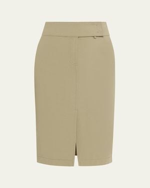 Akris Punto Cotton Bi-Stretch Slit Skirt - Natural