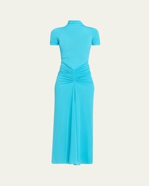 Ronny Kobo Enid Ruched Tissue Jersey Maxi Dress - Blue