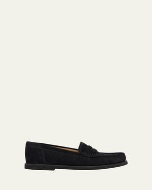 Gianvito Rossi Suede Penny Loafers - White
