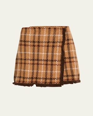 Cara Cara Jodi Plaid Wrap Skirt - Brown
