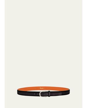 Santoni Cintura Fibbia Suede Round-Buckle Belt - White