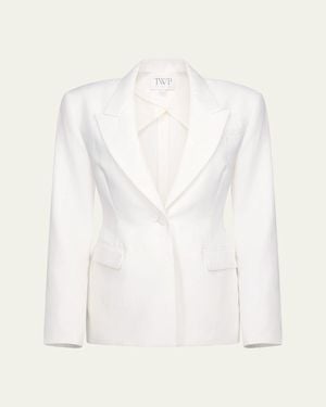 Twp Jasper Single-Breasted Linen Blazer - White