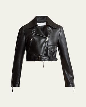 【関税＆送料込み】Givenchy Cropped Biker Jacket Givenchy Double Shawl-Collar Leather Crop Bomber Jacket