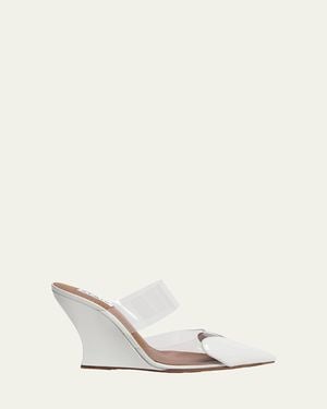 Alaïa 90Mm Coeur Heart Clear Wedge Mules - Natural