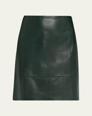 Vince A-Line Leather Skirt - Green
