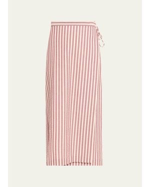 Jonathan Simkhai Monty Striped Seersucker Wrap Midi Skirt - Pink