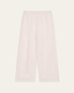 Michael Kors Wide-Leg Linen Crepe Gauze Pants - Pink