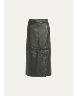 RÙADH The Este Leather Midi Wrap Skirt - Green