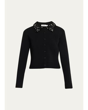 Jonathan Simkhai Trae Embellished-Collar Crop Cardigan - Black
