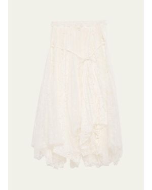 JW Anderson Mixed Lace Asymmetric Midi Skirt - White