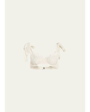 Jonathan Simkhai Sofie Embroidered Tie-Strap Bikini Top - Natural