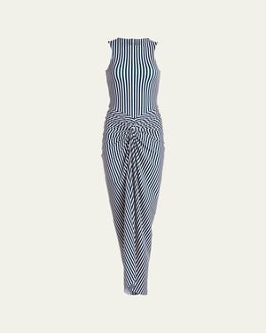 Silvia Tcherassi Leni Striped Twisted Sleeveless Maxi Dress - Blue