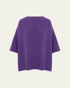 Eskandar Bateau-Neck Moss Stitch Cashmere Sweater - Purple