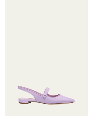 Manolo Blahnik Campari Mary Jane Slingback Flats - Purple