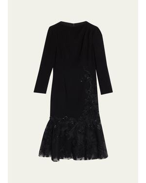 Teri Jon Embellished Flounce Hem Dress - Black