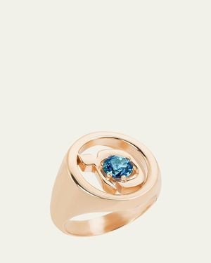 Procaccia Jewelry 18K Hebrew Mem Initial Signet Ring - Natural