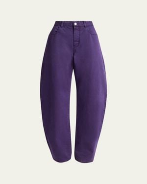 Alaïa Tinted Denim Barrel-Leg Pants - Purple