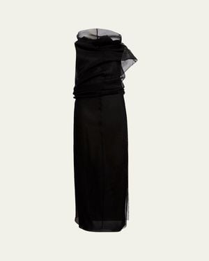 KHAITE Jeanty Long Silk Gauze Dress - Black