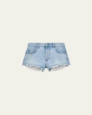 Loewe X Paula's Ibiza Cotton Anagram Frayed Cut-Off Shorts - Blue