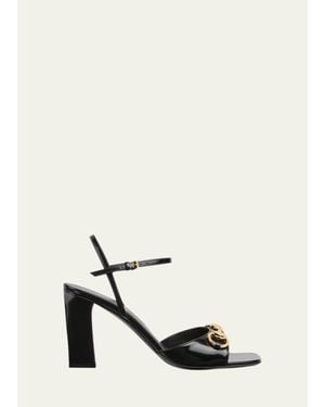 Gucci 85Mm Signora Leather Ankle-Strap Sandals - White